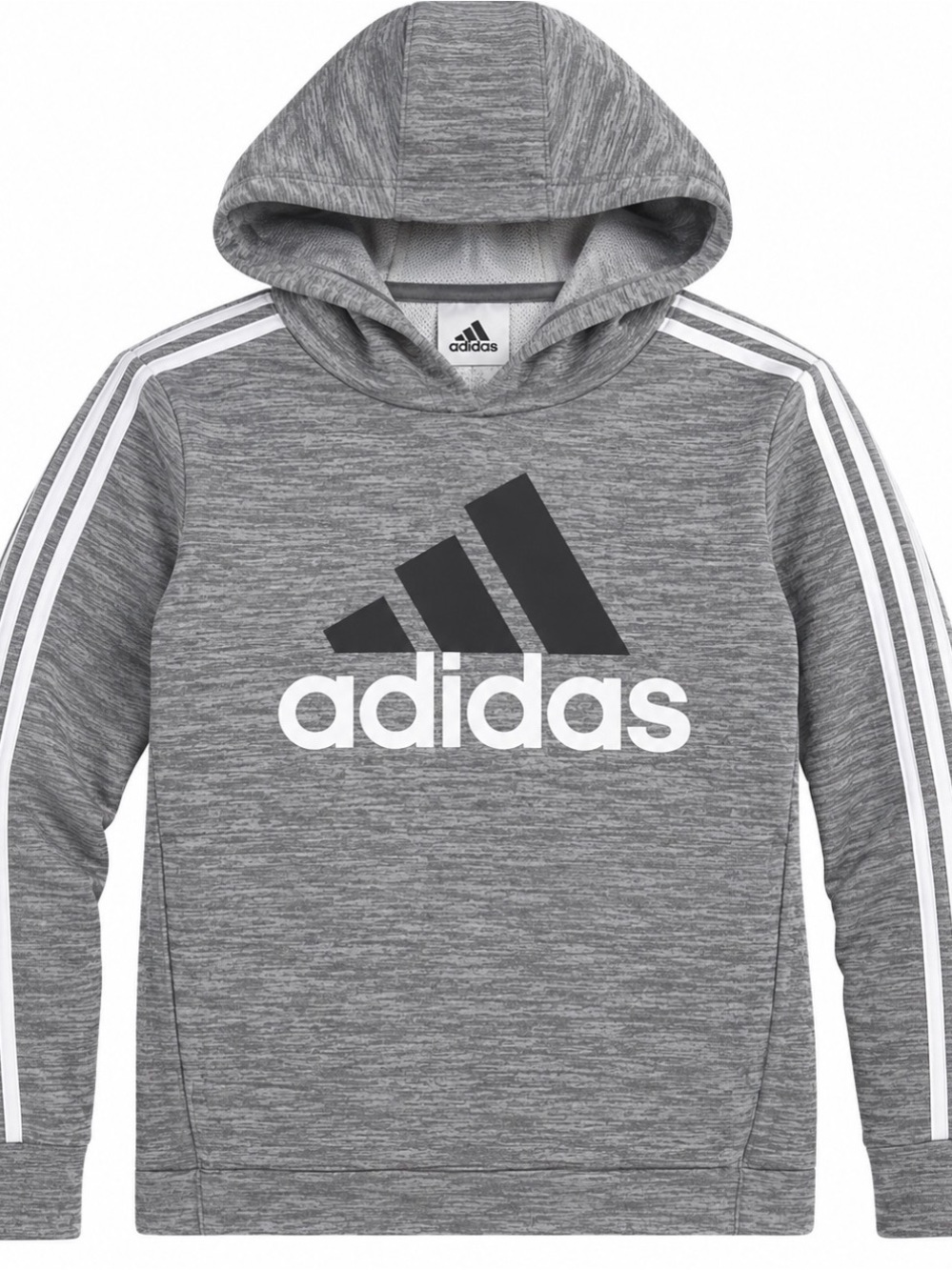 adidas Gray Heather Logo Hoodie with White Stripes
